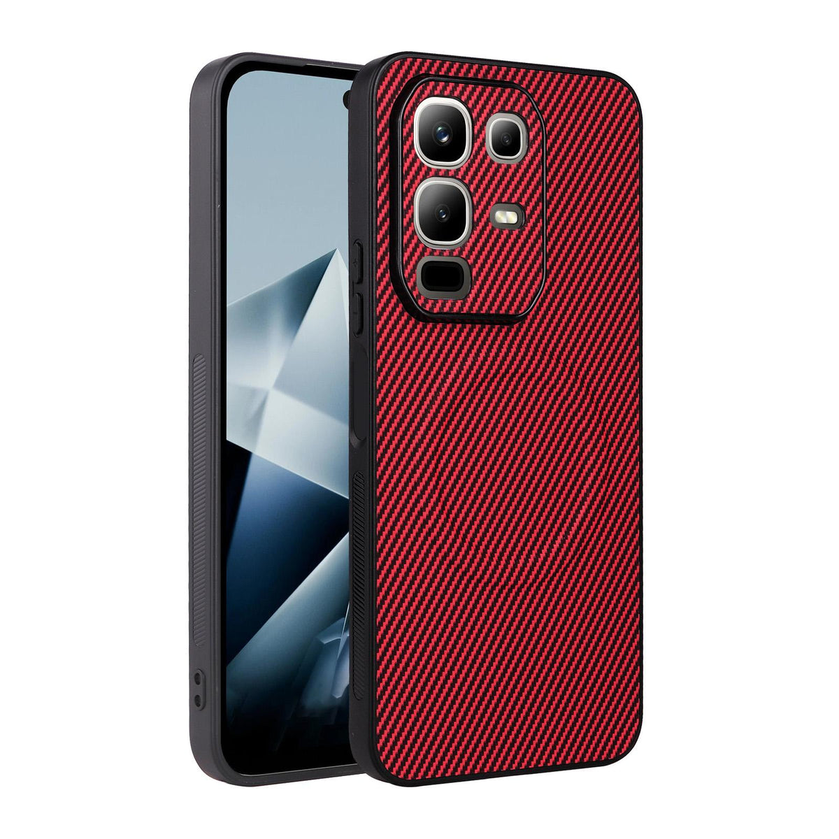 For Infinix Note 50x 5G Precise Cutout Carbon Fiber Texture Vegan Leather Phone Case - Red - EDA009686625B
