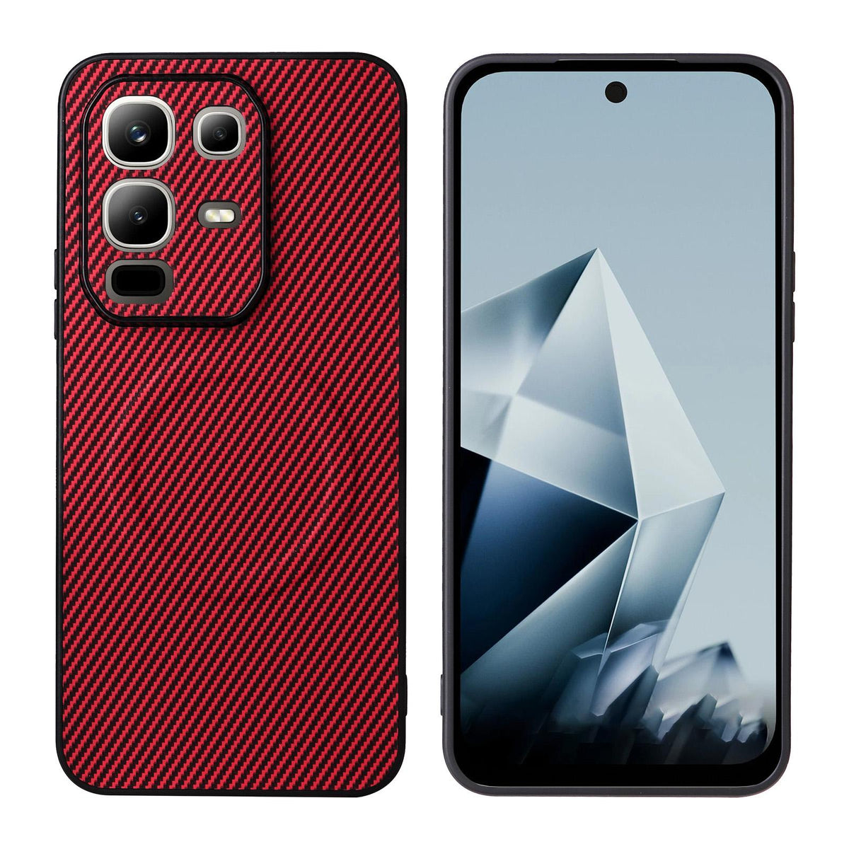 For Infinix Note 50x 5G Precise Cutout Carbon Fiber Texture Vegan Leather Phone Case - Red - EDA009686625B