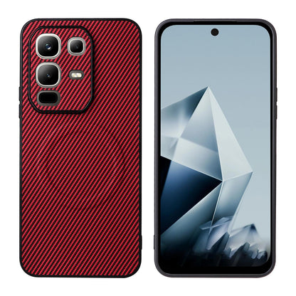 For Infinix Note 50x 5G Precise Cutout Carbon Fiber Texture Vegan Leather Phone Case - Red - EDA009686625B