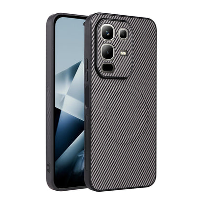 For Infinix Note 50x 5G Precise Cutout Carbon Fiber Texture Vegan Leather Phone Case - Grey - EDA009686625C
