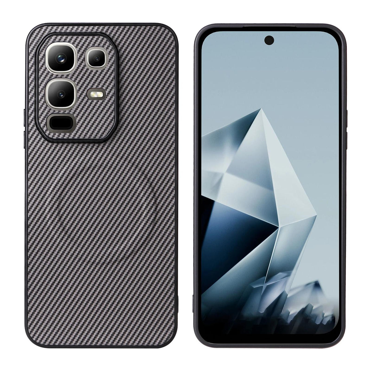 For Infinix Note 50x 5G Precise Cutout Carbon Fiber Texture Vegan Leather Phone Case - Grey - EDA009686625C