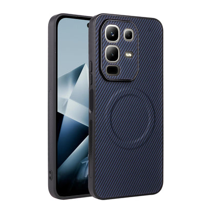 For Infinix Note 50x 5G Precise Cutout Carbon Fiber Texture Vegan Leather Phone Case - Blue - EDA009686625D