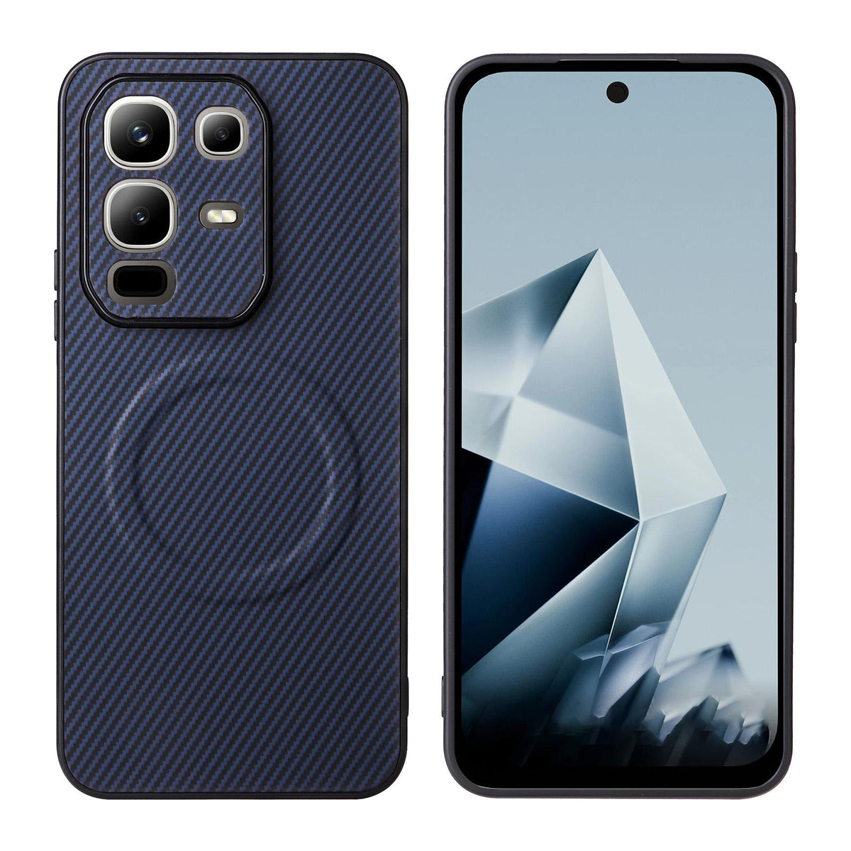 For Infinix Note 50x 5G Precise Cutout Carbon Fiber Texture Vegan Leather Phone Case - Blue - EDA009686625D