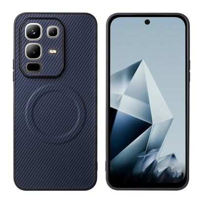For Infinix Note 50x 5G Precise Cutout Carbon Fiber Texture Vegan Leather Phone Case - Blue - EDA009686625D
