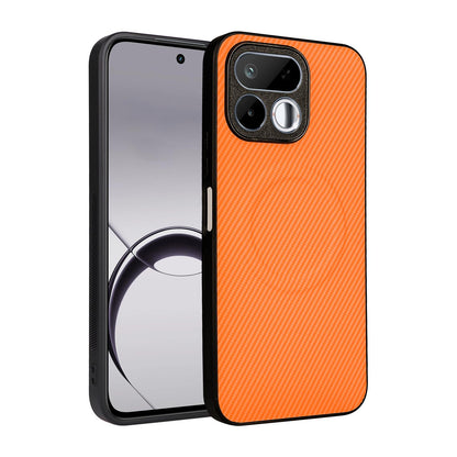 For Realme 16T 5G Precise Cutout Carbon Fiber Texture Vegan Leather Phone Case - Orange - EDA009686704A