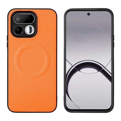 For Realme 16T 5G Precise Cutout Carbon Fiber Texture Vegan Leather Phone Case - Orange - EDA009686704A