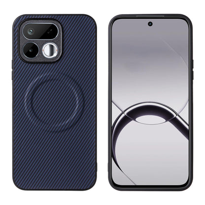 For Realme 16T 5G Precise Cutout Carbon Fiber Texture Vegan Leather Phone Case - Blue - EDA009686704D