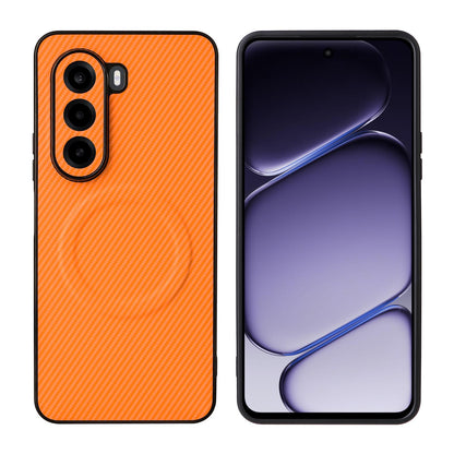 For Realme P4x 5G Precise Cutout Carbon Fiber Texture Vegan Leather Phone Case - Orange - EDA009686705A