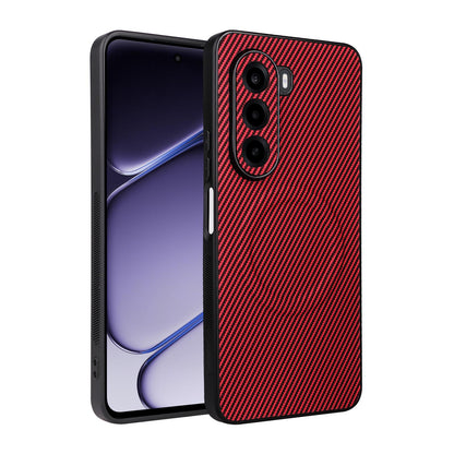 For Realme P4x 5G Precise Cutout Carbon Fiber Texture Vegan Leather Phone Case - Red - EDA009686705B