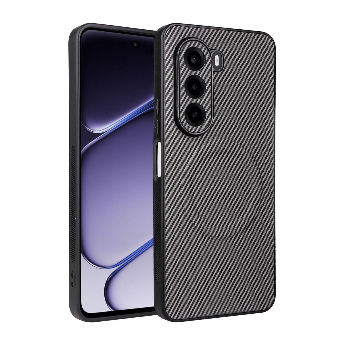 For Realme P4x 5G Precise Cutout Carbon Fiber Texture Vegan Leather Phone Case - Grey - EDA009686705C