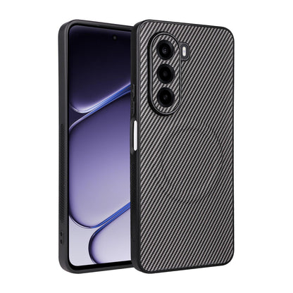 For Realme P4x 5G Precise Cutout Carbon Fiber Texture Vegan Leather Phone Case - Grey - EDA009686705C