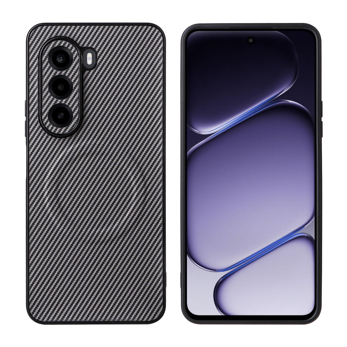 For Realme P4x 5G Precise Cutout Carbon Fiber Texture Vegan Leather Phone Case - Grey - EDA009686705C