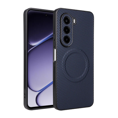 For Realme P4x 5G Precise Cutout Carbon Fiber Texture Vegan Leather Phone Case - Blue - EDA009686705D