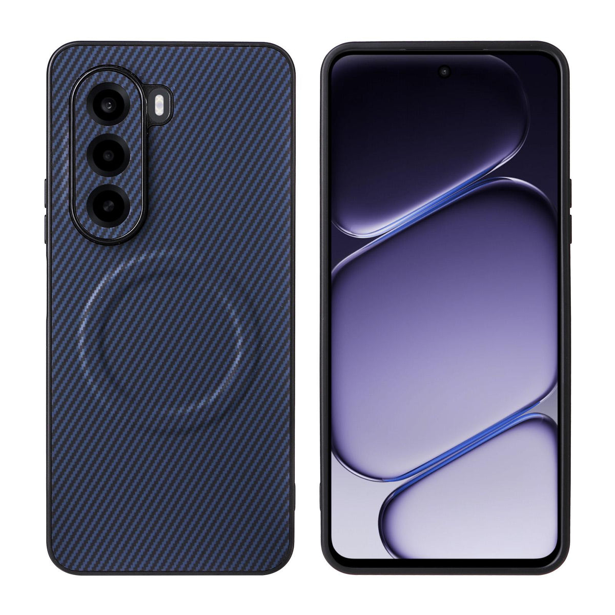 For Realme P4x 5G Precise Cutout Carbon Fiber Texture Vegan Leather Phone Case - Blue - EDA009686705D