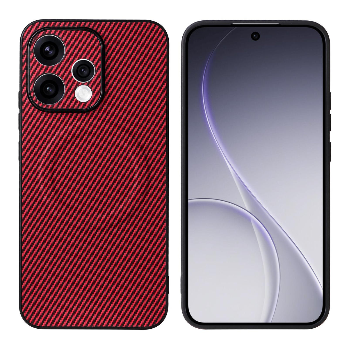For OPPO Reno15 5G Global / Reno 15c 5G Precise Cutout Carbon Fiber Texture Vegan Leather Phone Case - Red - EDA009686801B