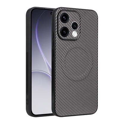 For OPPO Reno15 5G Global / Reno 15c 5G Precise Cutout Carbon Fiber Texture Vegan Leather Phone Case - Grey - EDA009686801C