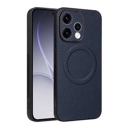For OPPO Reno15 5G Global / Reno 15c 5G Precise Cutout Carbon Fiber Texture Vegan Leather Phone Case - Blue - EDA009686801D