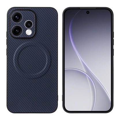For OPPO Reno15 5G Global / Reno 15c 5G Precise Cutout Carbon Fiber Texture Vegan Leather Phone Case - Blue - EDA009686801D
