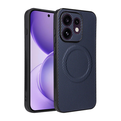 For OPPO Reno16 5G Global Precise Cutout Carbon Fiber Texture Vegan Leather Phone Case - Blue - EDA009686804D