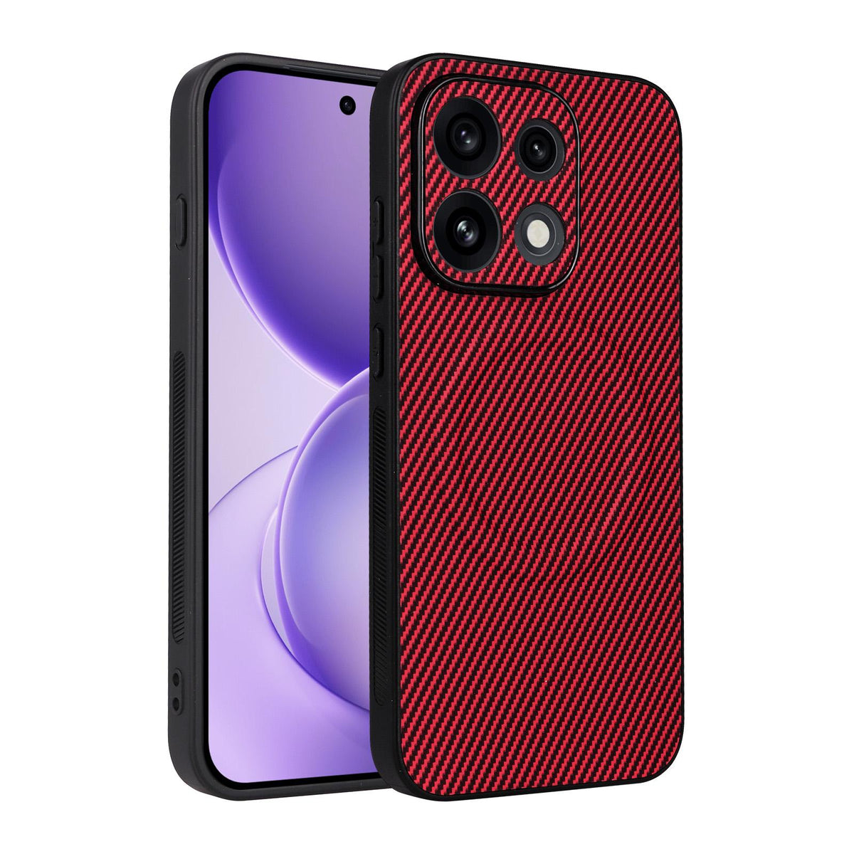 For OPPO Reno16 Pro 5G Global Precise Cutout Carbon Fiber Texture Vegan Leather Phone Case - Red - EDA009686805B
