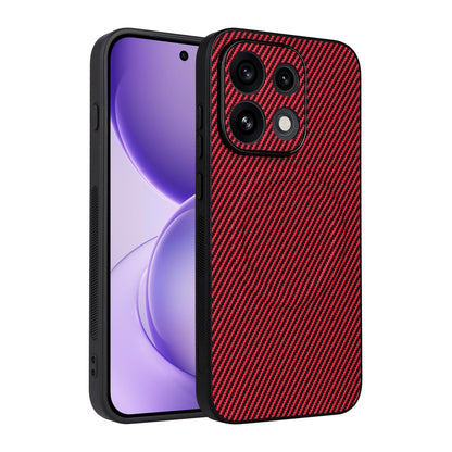 For OPPO Reno16 Pro 5G Global Precise Cutout Carbon Fiber Texture Vegan Leather Phone Case - Red - EDA009686805B