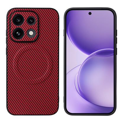 For OPPO Reno16 Pro 5G Global Precise Cutout Carbon Fiber Texture Vegan Leather Phone Case - Red - EDA009686805B