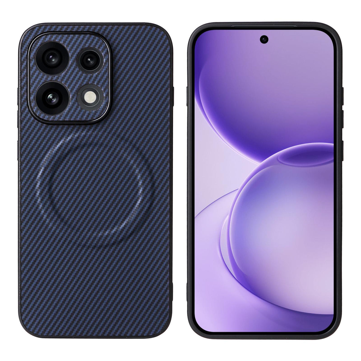 For OPPO Reno16 Pro 5G Global Precise Cutout Carbon Fiber Texture Vegan Leather Phone Case - Blue - EDA009686805D