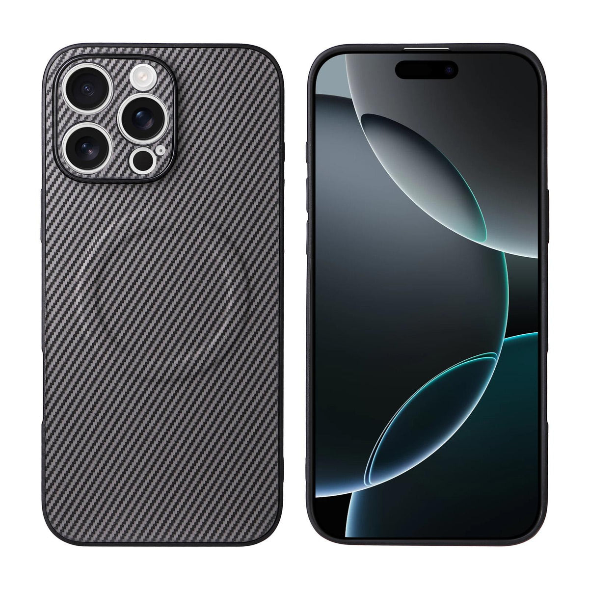 For iPhone 16 Pro Precise Cutout Carbon Fiber Texture Vegan Leather Phone Case - Grey - EDA009687003C