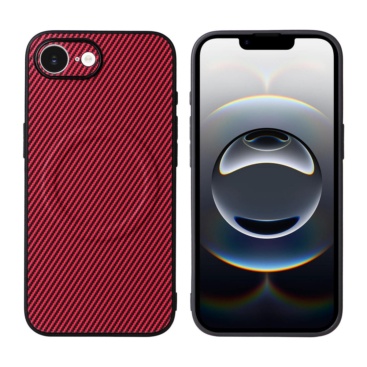 For iPhone 17e / 16e Precise Cutout Carbon Fiber Texture Vegan Leather Phone Case - Red - EDA009687005B