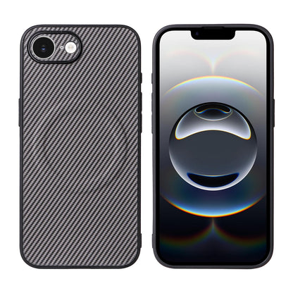 For iPhone 17e / 16e Precise Cutout Carbon Fiber Texture Vegan Leather Phone Case - Grey - EDA009687005C