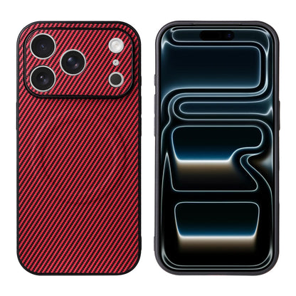 For iPhone 17 Pro Precise Cutout Carbon Fiber Texture Vegan Leather Phone Case - Red - EDA009687006B