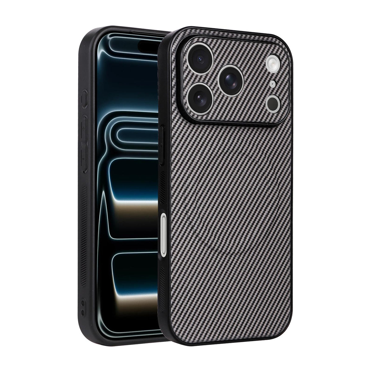 For iPhone 17 Pro Precise Cutout Carbon Fiber Texture Vegan Leather Phone Case - Grey - EDA009687006C