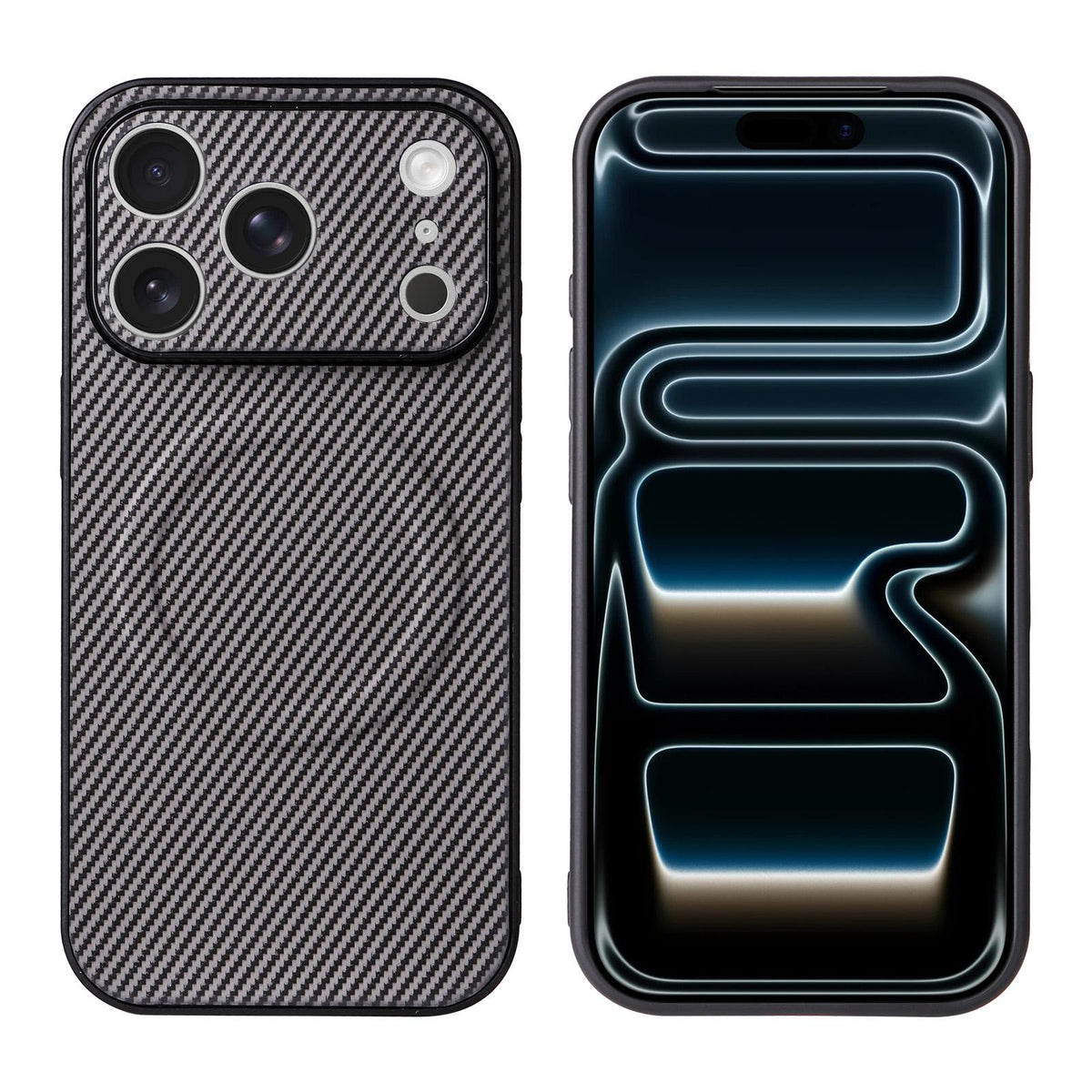 For iPhone 17 Pro Precise Cutout Carbon Fiber Texture Vegan Leather Phone Case - Grey - EDA009687006C