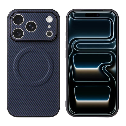 For iPhone 17 Pro Precise Cutout Carbon Fiber Texture Vegan Leather Phone Case - Blue - EDA009687006D