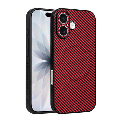 For iPhone 17 Precise Cutout Carbon Fiber Texture Vegan Leather Phone Case - Red - EDA009687007B