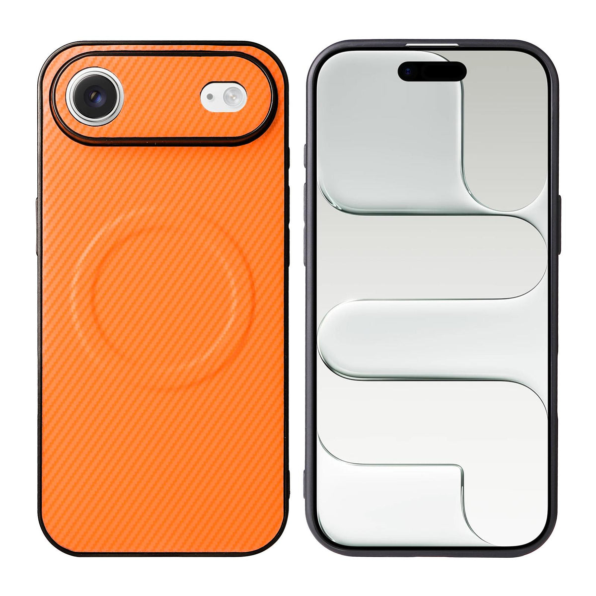 For iPhone Air Precise Cutout Carbon Fiber Texture Vegan Leather Phone Case - Orange - EDA009687008A