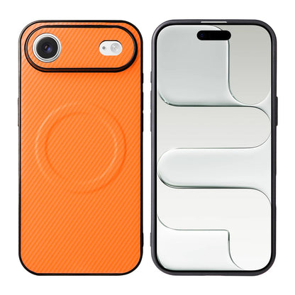 For iPhone Air Precise Cutout Carbon Fiber Texture Vegan Leather Phone Case - Orange - EDA009687008A