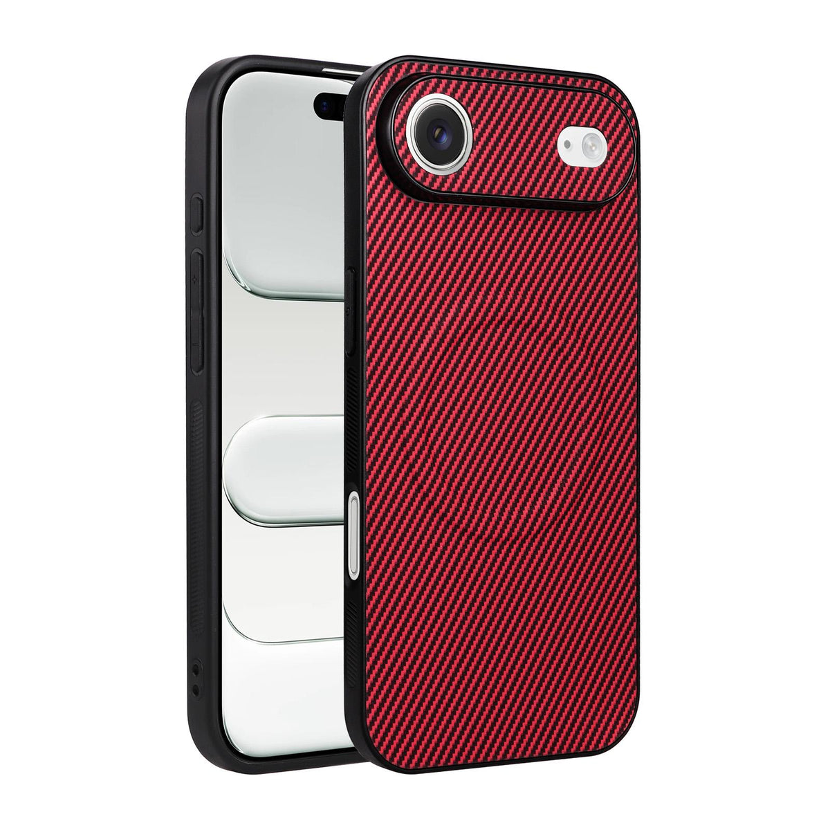 For iPhone Air Precise Cutout Carbon Fiber Texture Vegan Leather Phone Case - Red - EDA009687008B