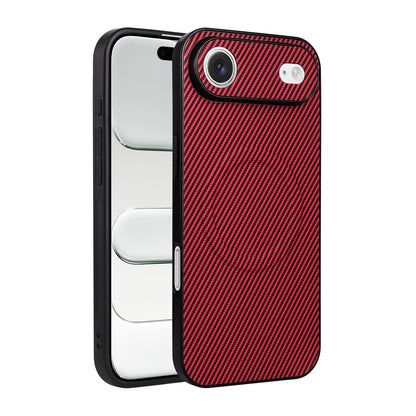 For iPhone Air Precise Cutout Carbon Fiber Texture Vegan Leather Phone Case - Red - EDA009687008B