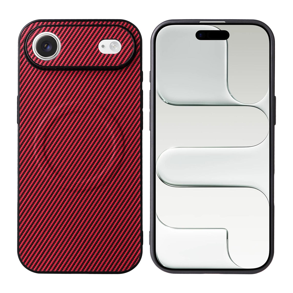 For iPhone Air Precise Cutout Carbon Fiber Texture Vegan Leather Phone Case - Red - EDA009687008B
