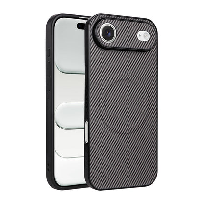 For iPhone Air Precise Cutout Carbon Fiber Texture Vegan Leather Phone Case - Grey - EDA009687008C