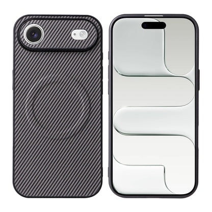 For iPhone Air Precise Cutout Carbon Fiber Texture Vegan Leather Phone Case - Grey - EDA009687008C