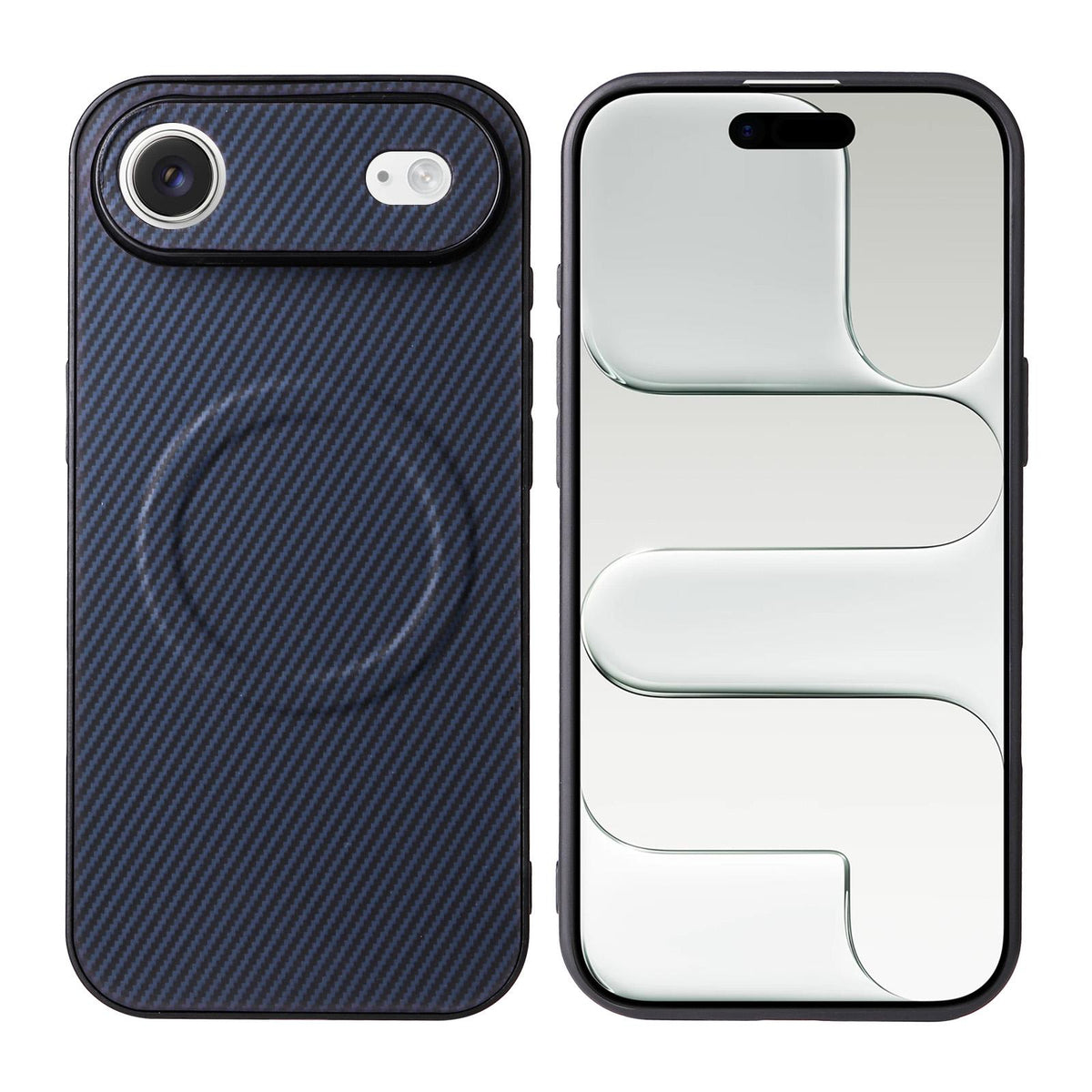 For iPhone Air Precise Cutout Carbon Fiber Texture Vegan Leather Phone Case - Blue - EDA009687008D