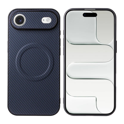 For iPhone Air Precise Cutout Carbon Fiber Texture Vegan Leather Phone Case - Blue - EDA009687008D