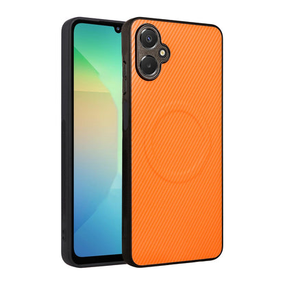 For Galaxy A07 Precise Cutout Carbon Fiber Texture Vegan Leather Phone Case - Orange - EDA009687102A
