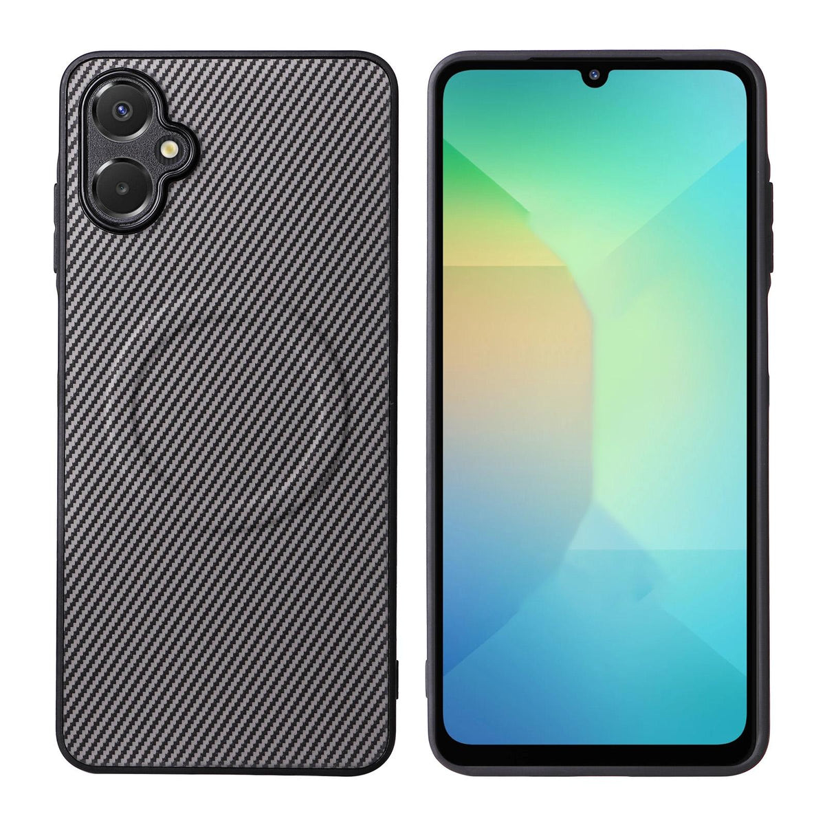 For Galaxy A07 Precise Cutout Carbon Fiber Texture Vegan Leather Phone Case - Grey - EDA009687102C
