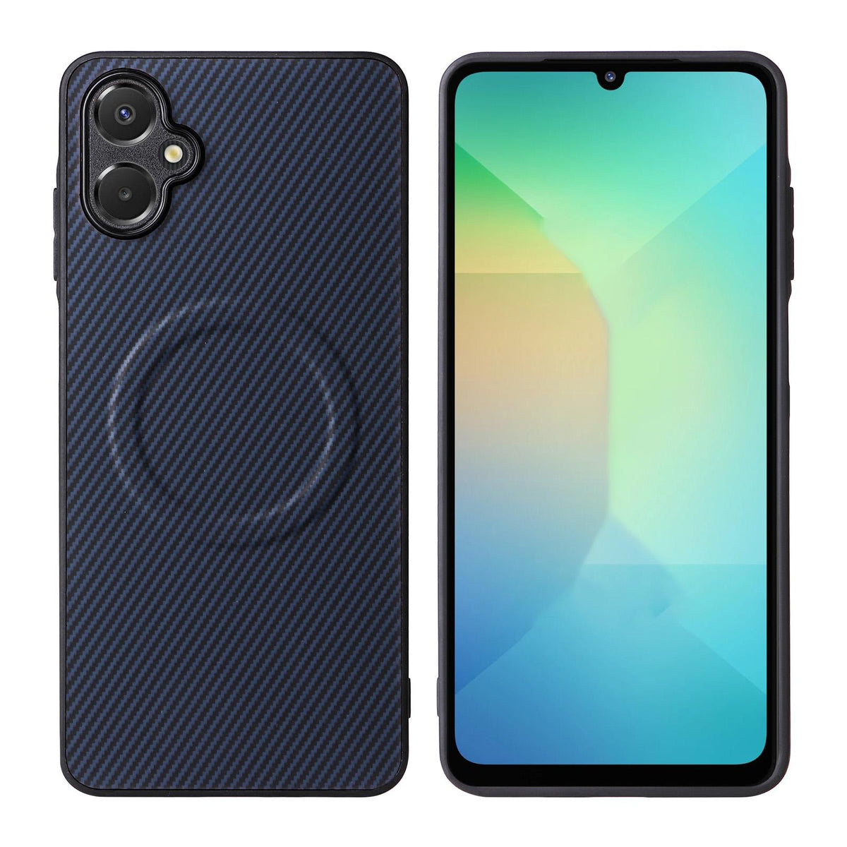 For Galaxy A07 Precise Cutout Carbon Fiber Texture Vegan Leather Phone Case - Blue - EDA009687102D