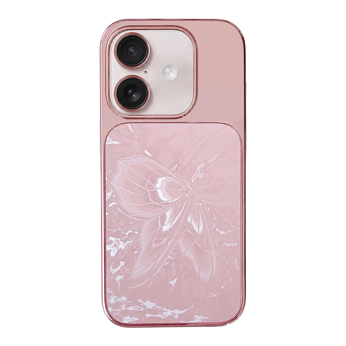 For iPhone 16 Butterfly Pattern Electroplated PC + Glass Phone Case - Purple - EDA009687211E