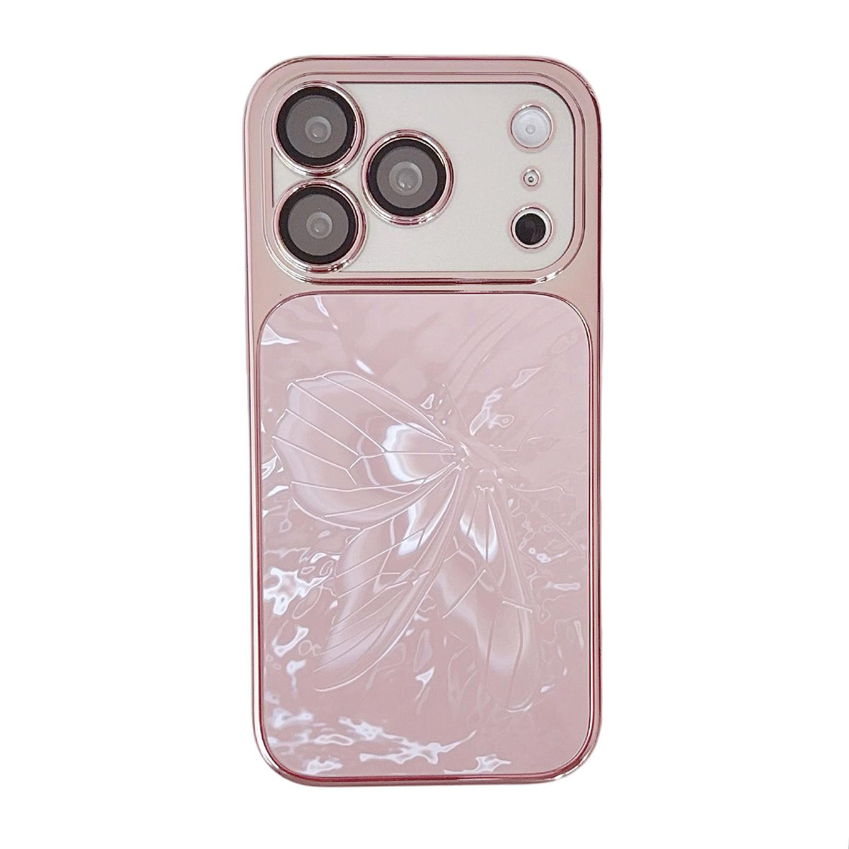 For iPhone 17 Pro Butterfly Pattern Electroplated PC + Glass Phone Case - Purple - EDA009687214E
