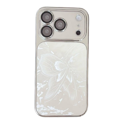 For iPhone 17 Pro Butterfly Pattern Electroplated PC + Glass Phone Case - White - EDA009687214F